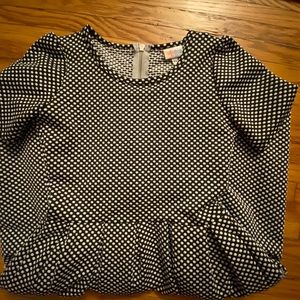 Lularoe Amelia Dress Black White Polka Dot Zippered Back Size xs